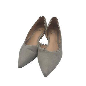 Journee Collection Scalloped Edge Suede Gray Kitten Heel Pointed Toe Pumps Size6